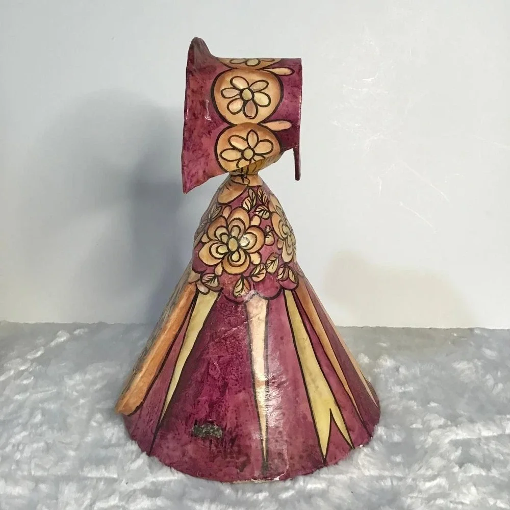 Hector Ruiz Vintage Hand Painted Paper Mache Folk Art Doll Figurine Southwestern